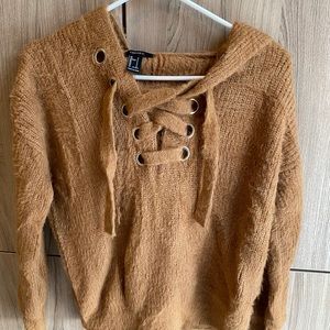 Forever 21 Hooded Lace-up Sweater
